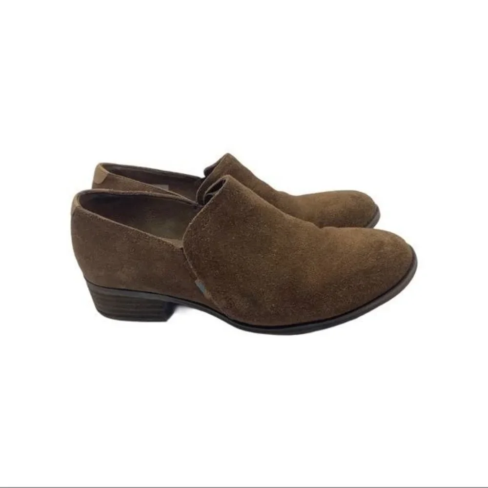 TOMS Shaye Leather Ankle Boot Women Size 6.5 Slip-On‎ Suede Leather 1.25